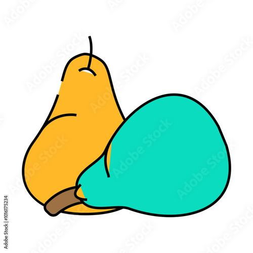 pear fresh yellow line icon vector. pear fresh yellow sign. isolated symbol illustration
