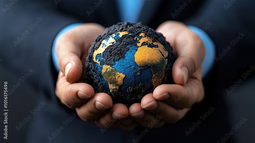 A person holding a stylized globe, symbolizing care for the planet and environmental responsibility in a professional setting. A person holding a stylized globe, symbolizing care for the planet and environmental responsibility in a professional setting.