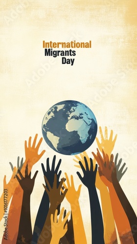 People raise their hands in solidarity, promoting awareness for International Migrants Day