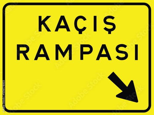 Escape lane left, Information signs, Road signs in Turkey. Standard traffic signs on Turkish highways. (Turkish: Karayolları standart trafik işaret levhaları, Bilgi işaretleri)