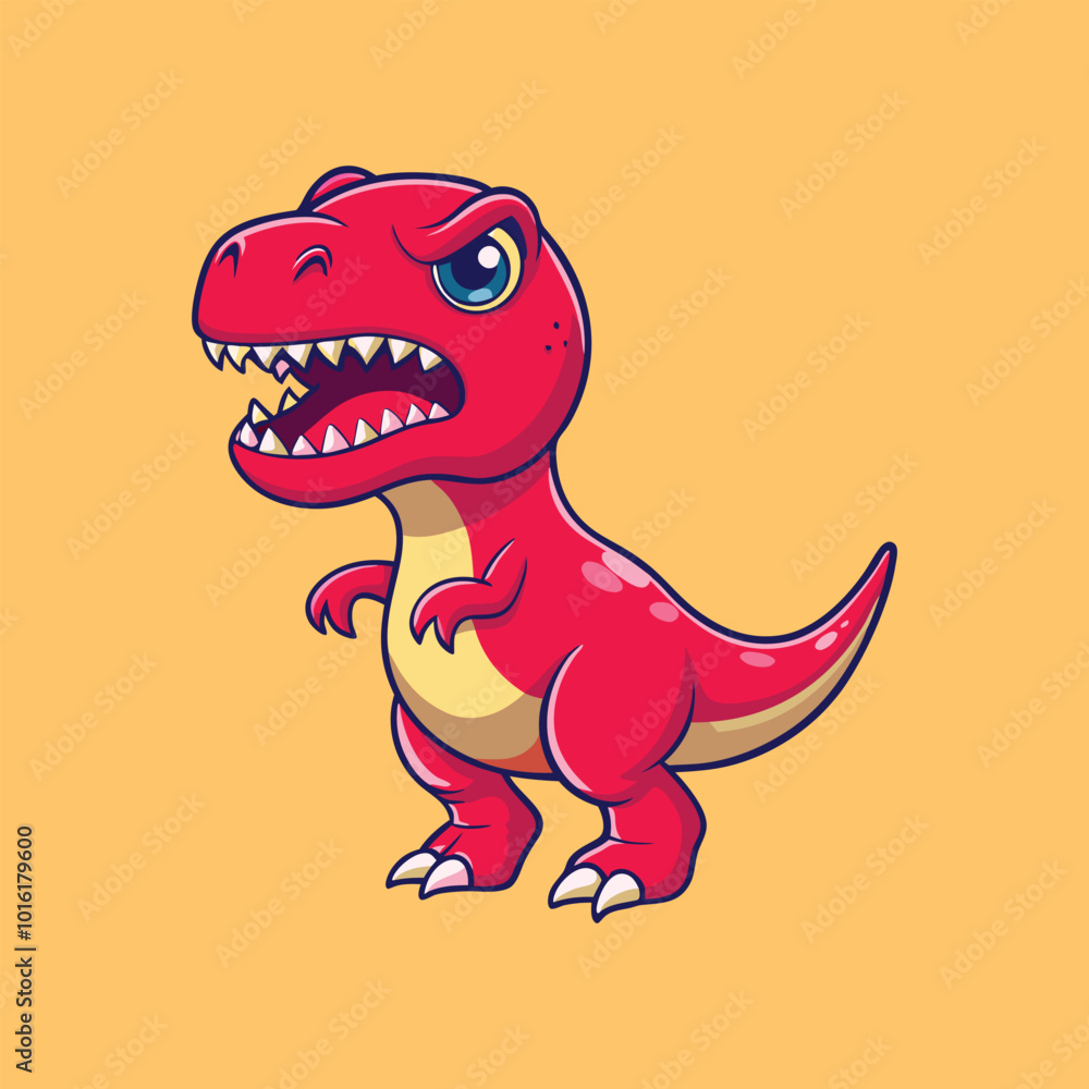 Cute Red Dinosaur Cartoon Character Vector Icon Illustration. Cute Red Dinosaur Cartoon Character Vector Icon Illustration.