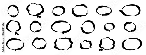筆で書いた手書きの吹き出しベクターイラストセット
