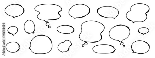 筆で書いた手書きの吹き出しベクターイラストセット