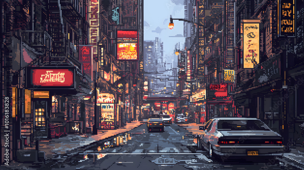 Busy Urban Streets pixel art Busy Urban Streets pixel art