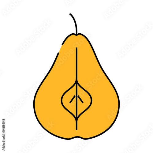 pear one cut line icon vector. pear one cut sign. isolated symbol illustration