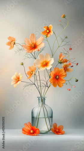 Wallpaper Mural Orange Cosmos in a Glass Vase Torontodigital.ca