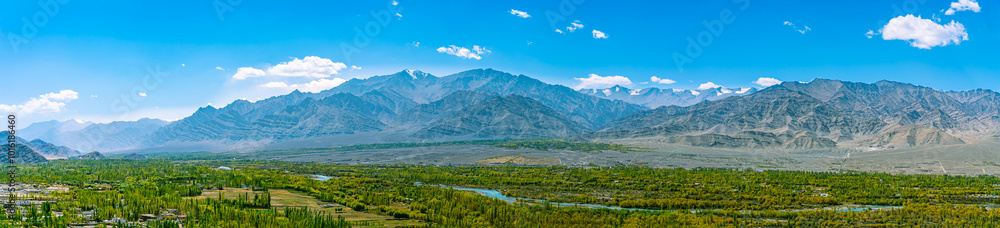 Beautiful panoramic landscape on the road (Leh - Manali highway) - Tibet, Leh district Beautiful panoramic landscape on the road (Leh - Manali highway) - Tibet, Leh district