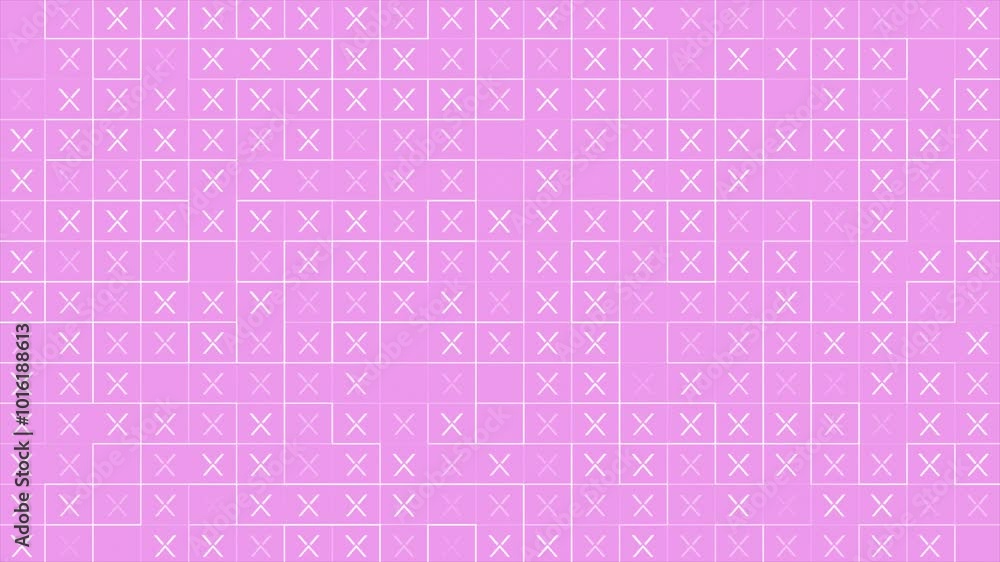 Pink color square box and cross pattern appearing and disappearing modern design loop able geometrical background Pink color square box and cross pattern appearing and disappearing modern design loop able geometrical background