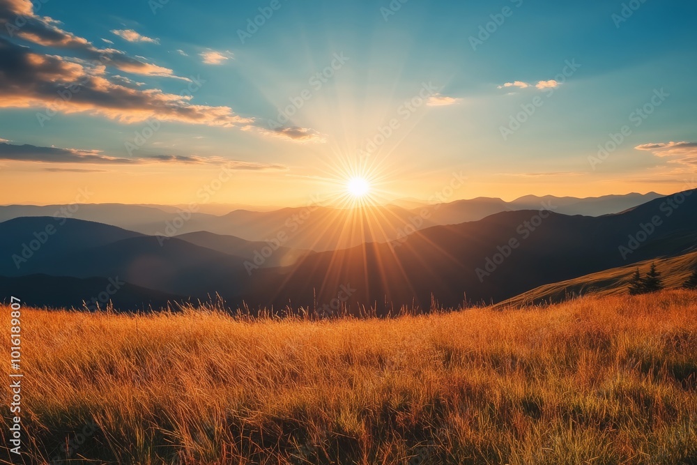 The sun sets behind a majestic mountain range, casting warm orange hues across the horizon, representing peace, nature’s beauty, and the vastness of the world. The sun sets behind a majestic mountain range, casting warm orange hues across the horizon, representing peace, nature’s beauty, and the vastness of the world.