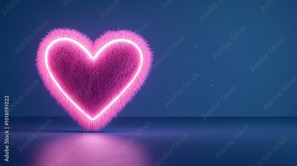 Abstract glowing heart made of swirling neon light trails on a dark purple-to-black gradient background with floating sparkles Abstract glowing heart made of swirling neon light trails on a dark purple-to-black gradient background with floating sparkles