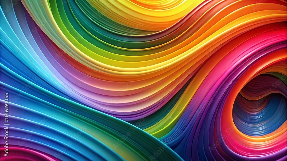 Naklejka premium A Symphony of Hues Curving Lines Dance in a Multicolored Tapestry of Smooth, Vibrant Color