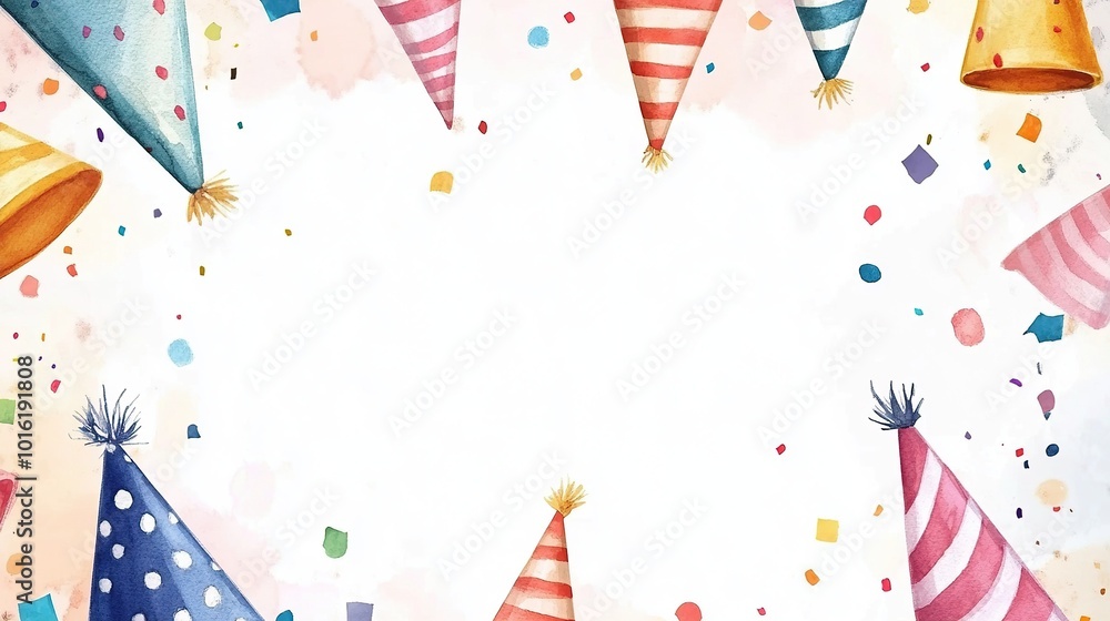Fototapeta premium Pastel-colored birthday party elements with white background