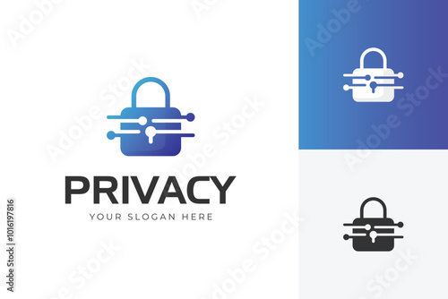 digital security logo with padlock technology graphic symbol vector icon design illustration