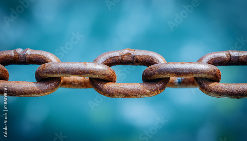 Rusted iron chain links. Close-up.