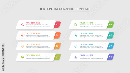 Modern Business Infographic Template Design with 8 Data Points