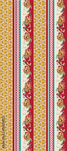 Textile Design and Digital Motif and Borders