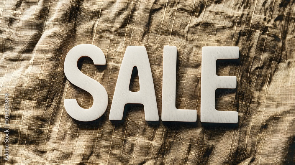 Fototapeta premium White 'SALE' Sign on a Khaki Background with Copy Space