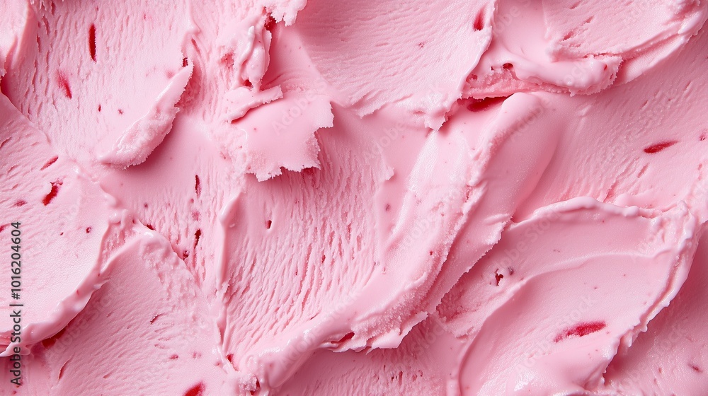 Creamy pink strawberry swirl ice cream texture captured from above in a vibrant and inviting close-up setting Creamy pink strawberry swirl ice cream texture captured from above in a vibrant and inviting close-up setting