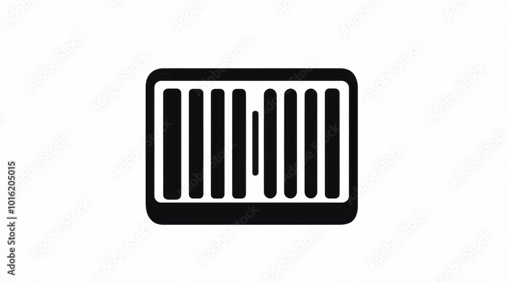 Barcode icon in black and white with simple, minimalistic design, isolated on white Barcode icon in black and white with simple, minimalistic design, isolated on white