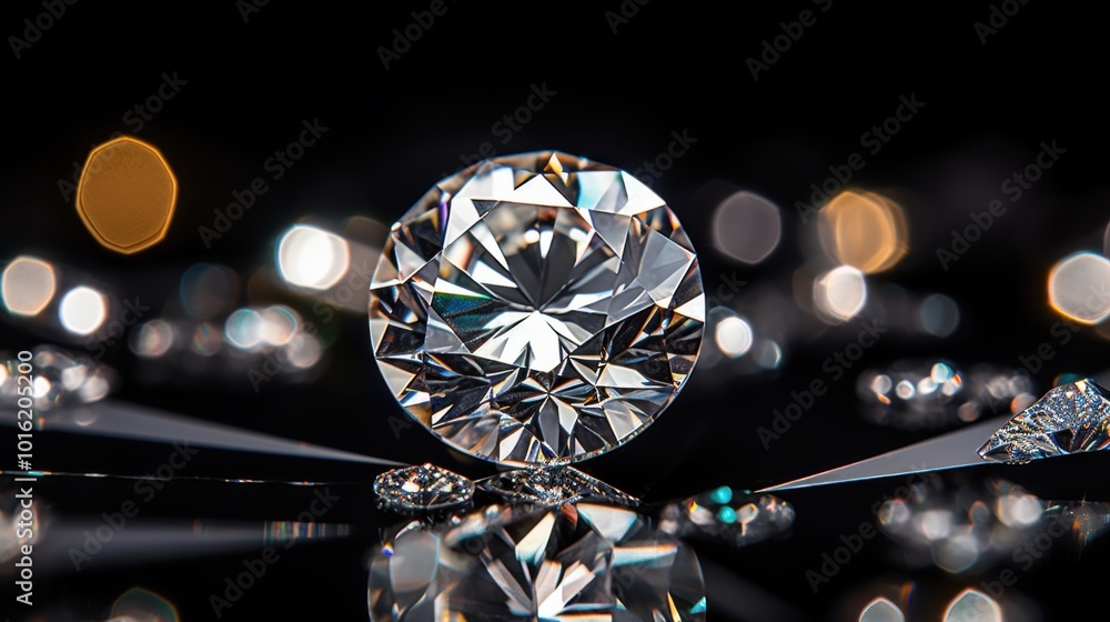 A dazzling diamond shines brilliantly, surrounded by subtle light, capturing elegance and timeless beauty. A dazzling diamond shines brilliantly, surrounded by subtle light, capturing elegance and timeless beauty.