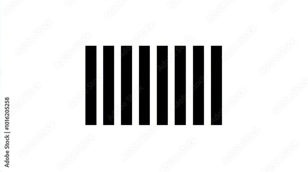 Barcode icon with bold black lines, minimalistic design, isolated on white background Barcode icon with bold black lines, minimalistic design, isolated on white background