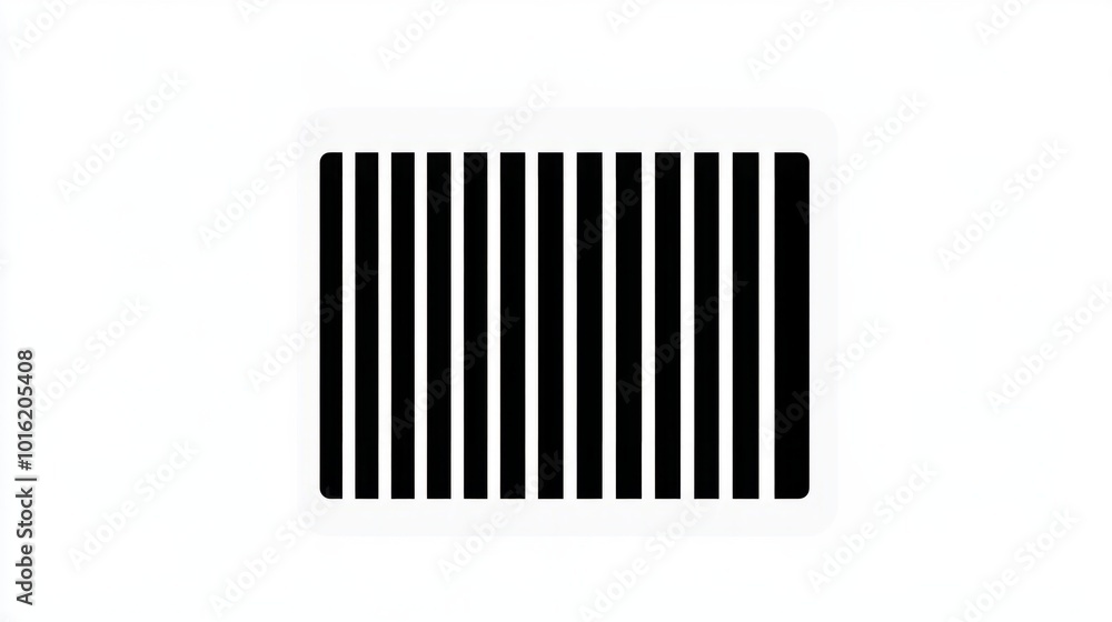 Black and white barcode icon with clear, sharp lines, isolated on a white background Black and white barcode icon with clear, sharp lines, isolated on a white background