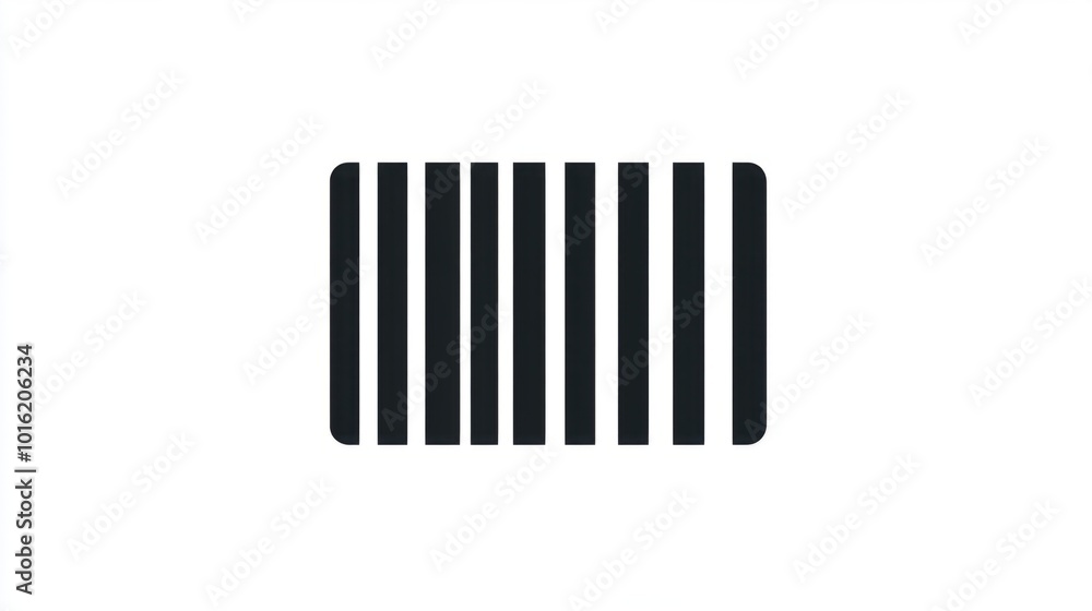 Clean barcode icon with simple, straight lines, isolated on a white background Clean barcode icon with simple, straight lines, isolated on a white background