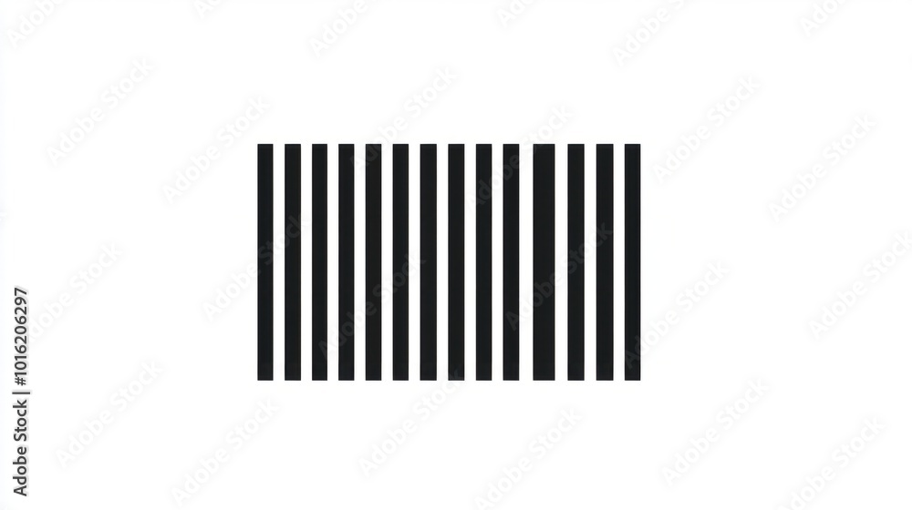 Clean, sharp barcode icon with bold black lines, isolated on white background Clean, sharp barcode icon with bold black lines, isolated on white background