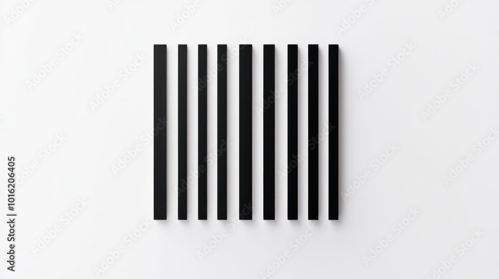 Minimal barcode icon with straight black bars, isolated on white background Minimal barcode icon with straight black bars, isolated on white background