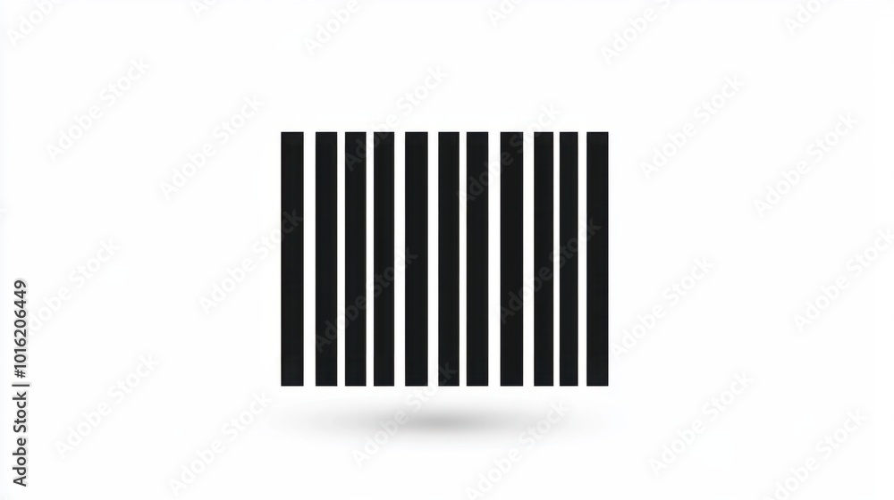 Minimal barcode icon with straight black bars, isolated on white background Minimal barcode icon with straight black bars, isolated on white background