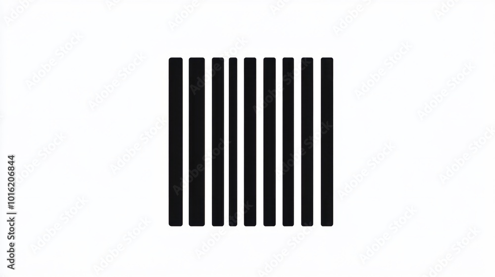 Modern barcode icon with bold black vertical lines, isolated on white Modern barcode icon with bold black vertical lines, isolated on white