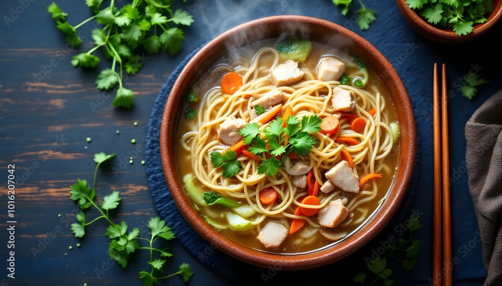 Nepalese Thukpa Noodle Soup with Chicken and Vegetables (Nepalese Cuisine) Nepalese Thukpa Noodle Soup with Chicken and Vegetables (Nepalese Cuisine)