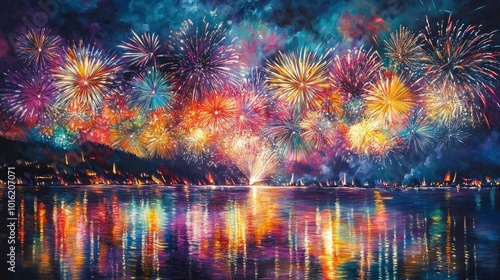 Fireworks Display over Water