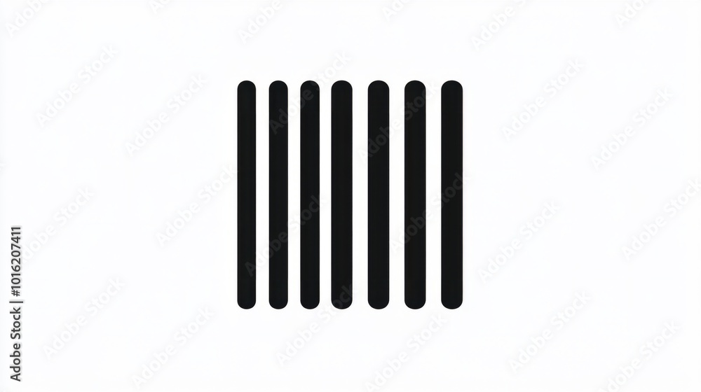 Simple barcode icon with vertical black bars, isolated on a white background Simple barcode icon with vertical black bars, isolated on a white background