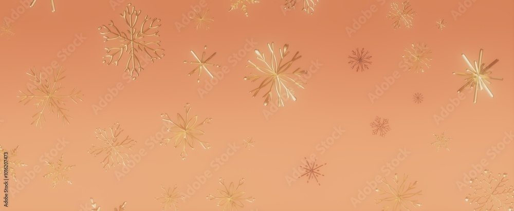 Golden Snowflakes on Peach Background Golden Snowflakes on Peach Background