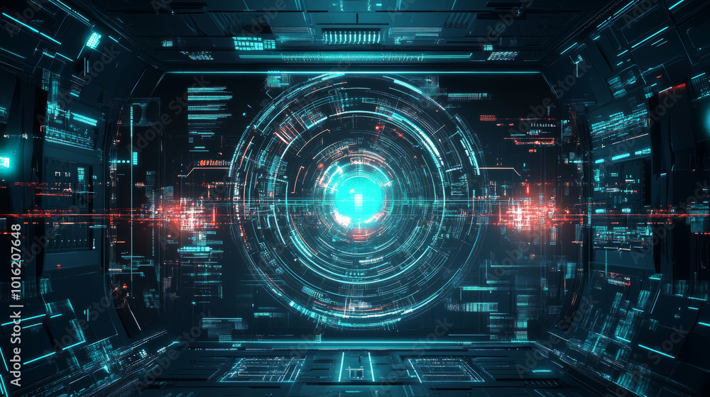 A HUD (Heads-Up Display) featuring target aim controls on a futuristic screen interface, presented as a vector dashboard background. This design includes target aims on a radar screen, alongside a gam A HUD (Heads-Up Display) featuring target aim controls on a futuristic screen interface, presented as a vector dashboard background. This design includes target aims on a radar screen, alongside a gam
