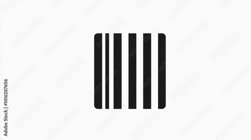 Simple black barcode icon with standard vertical lines, isolated on white Simple black barcode icon with standard vertical lines, isolated on white