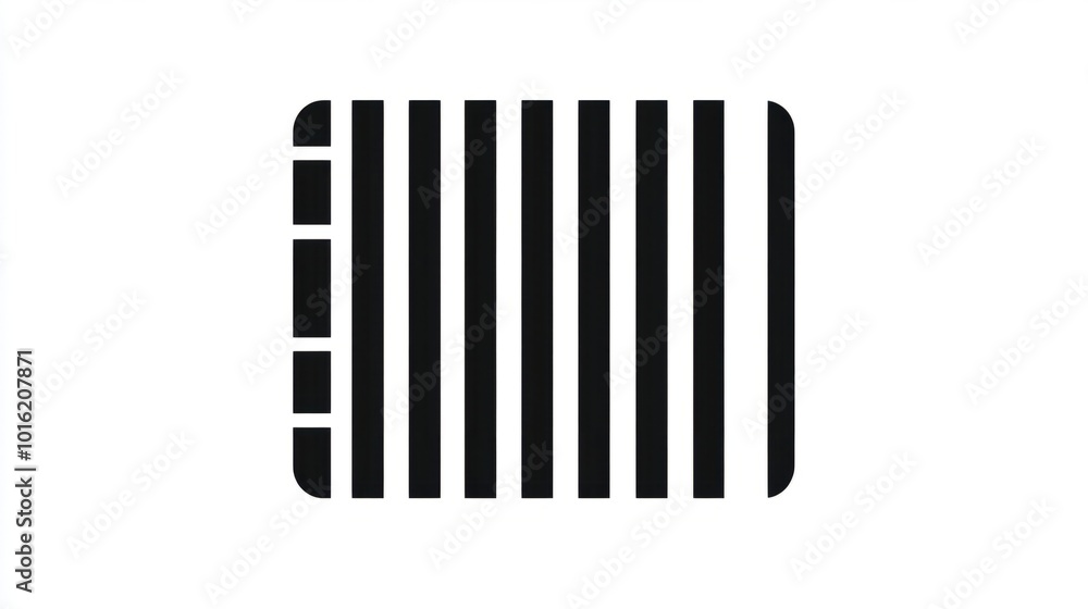 Simple, classic barcode icon with bold black lines, isolated on white background Simple, classic barcode icon with bold black lines, isolated on white background