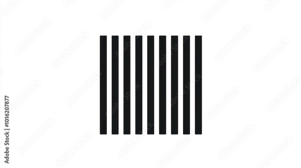 Simple, modern barcode icon with sharp black lines, isolated on white background Simple, modern barcode icon with sharp black lines, isolated on white background