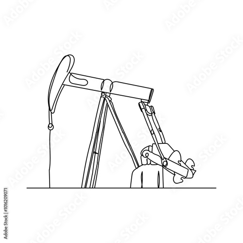Dessin en line continue d'un forage pétrolier, line art, vecteur