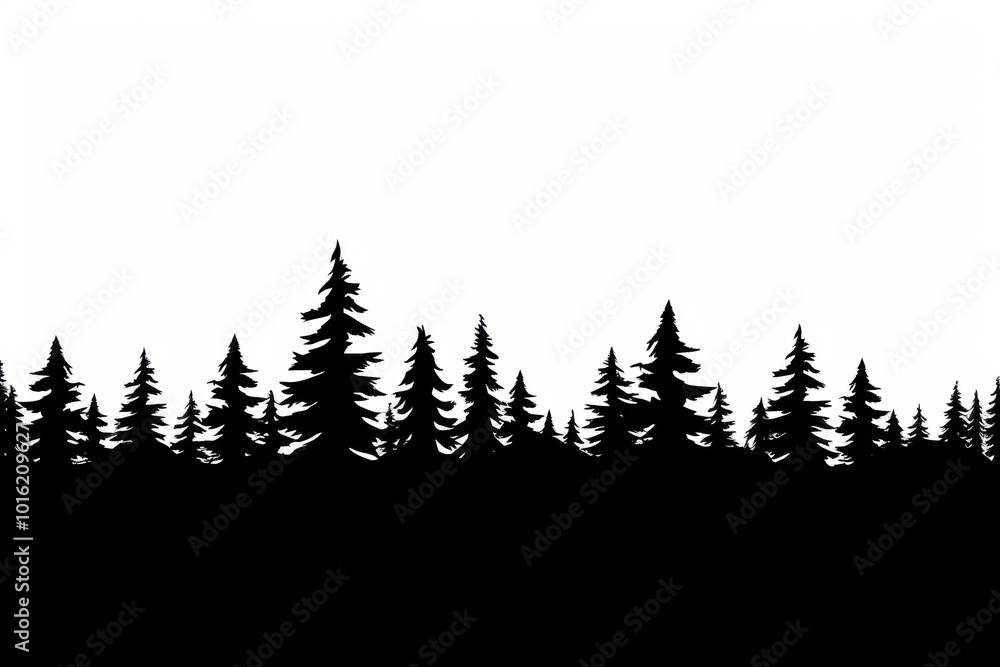 Fototapeta premium Silhouette forest trees nature landscape