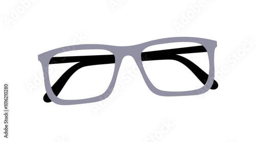 Eyeglasses, medical optic lenses and stylish frames, spectacles with frame and lens for eyesight, rounded spectacles, ocular accessory for eyesight, front view of sun eyewear flat vector illustration.