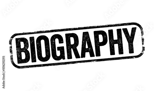Biography is a detailed description of a person's life, text concept stamp