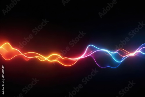 Abstract modern neon color waves on black background