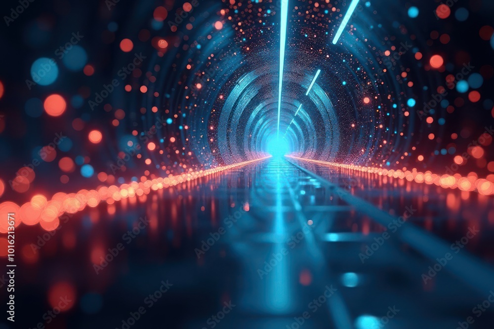 Obraz premium Abstract modern futuristic neon tunnel background or backdrop