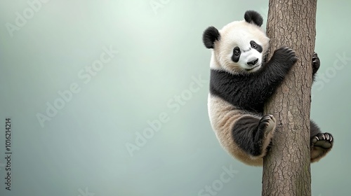 Giant panda savoring bamboo shoots in its natural habitat