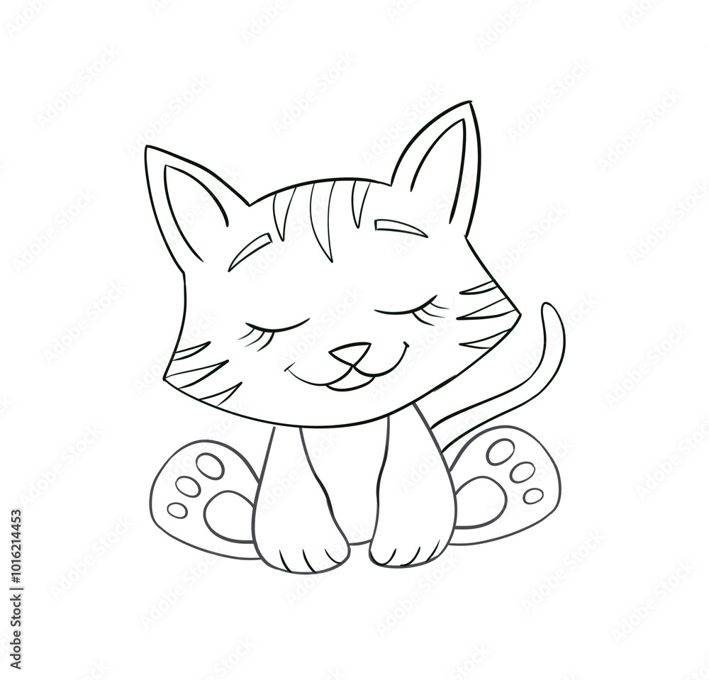 Baby kitty line art. Coloring page of Cute Cartoon kitty for kids coloring book Baby kitty line art. Coloring page of Cute Cartoon kitty for kids coloring book