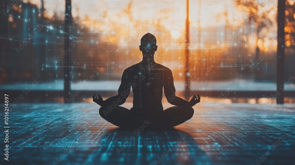 Mindfulness concept focusing on psychology, incorporating elements of AI (Artificial Intelligence) and deep learning.
Mindfulness concept focusing on psychology, incorporating elements of AI (Artificial Intelligence) and deep learning.
