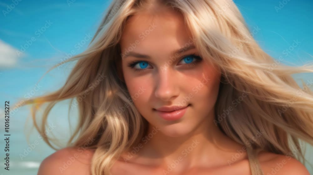 Beautiful blonde woman with long hair close-up Beautiful blonde woman with long hair close-up