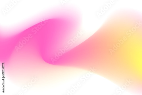 Pink, yellow blurry wave form, iridescent smooth gradient brush stroke isolated motion element, transparent background. Dream glow abstract dynamic watercolor shape.